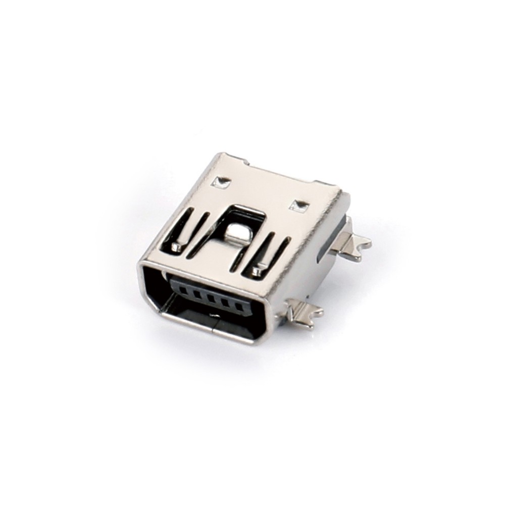 02OT-1103 MINI USB 5F SMT AB型四腳全貼 雙卡點(diǎn) 有柱